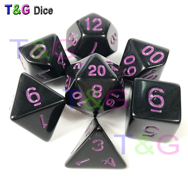 7 шт./лот высококачественные черные игральные кости D4 6 8 10 10% 12 20|dice d4|game diceblack dice |