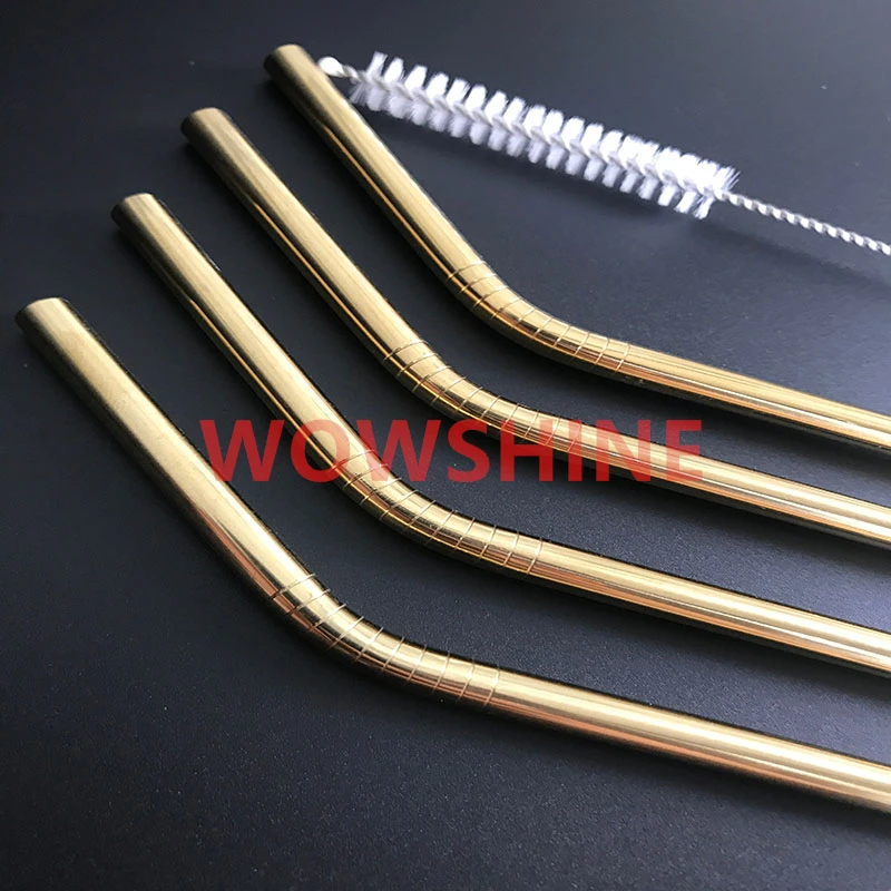 WOWSHINE Новинка 4 соломы + 1 щетка многоразовая нержавеющая сталь 304 красочная для