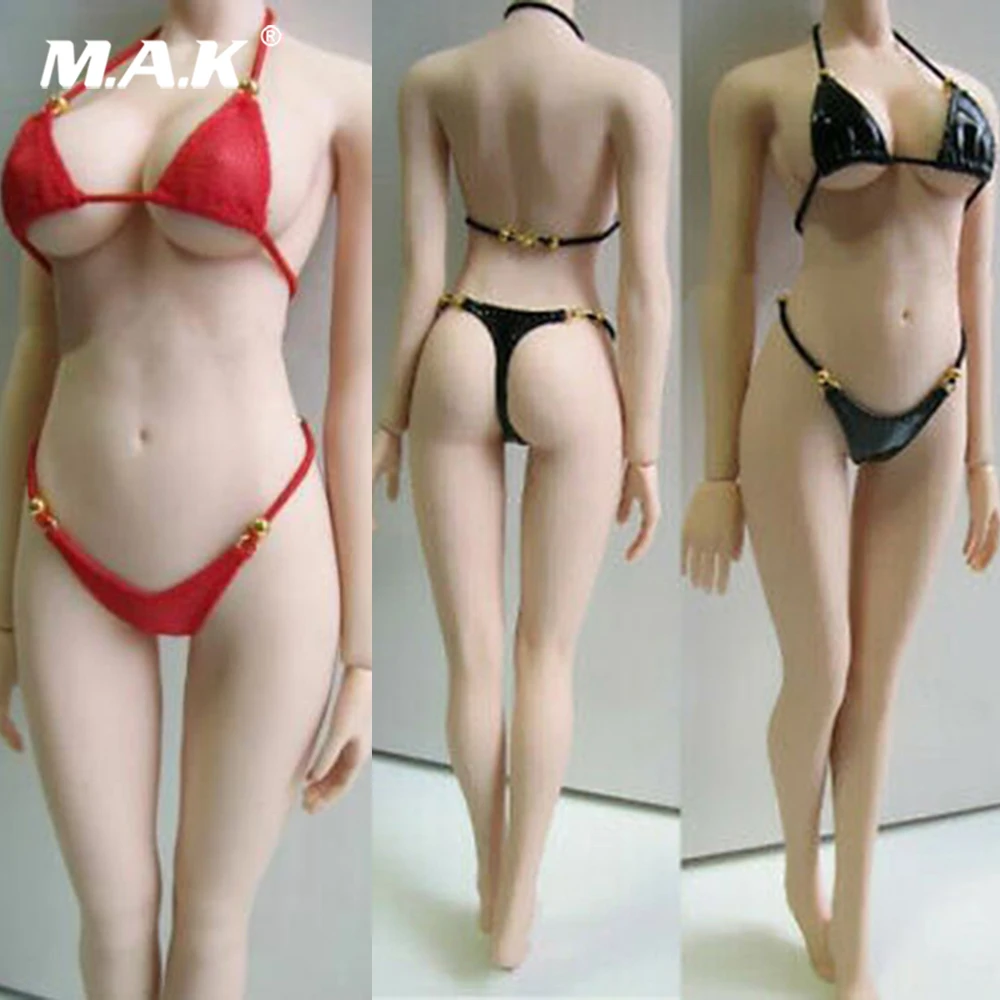 

1/6 Scale Black/Red Color Patent leather Bikini Swimsuit Underpants Sexy Clothes Accessory Model Fit Female Action Figure Body