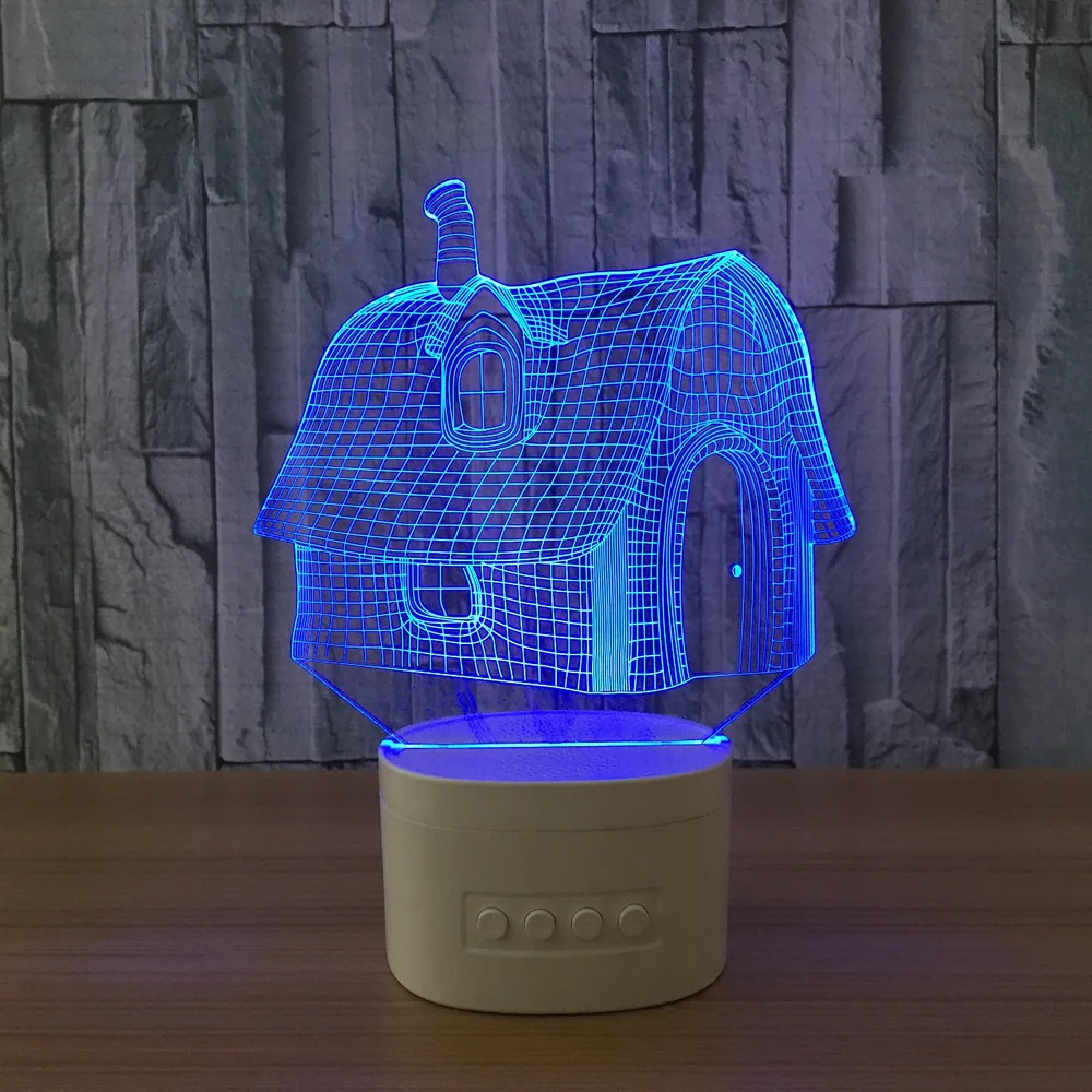 Маленький 3D ночной Светильник The house светодиодсветодиодный лампа с цветными