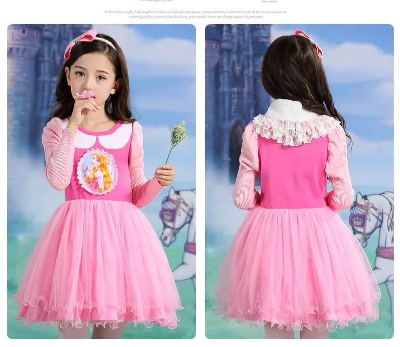 New Spring Girls Long sleeve Dress Winter Children Clothes Pink Kids Sweater Sleeping Beauty Princess Tutu Dress.YL13B | Детская одежда