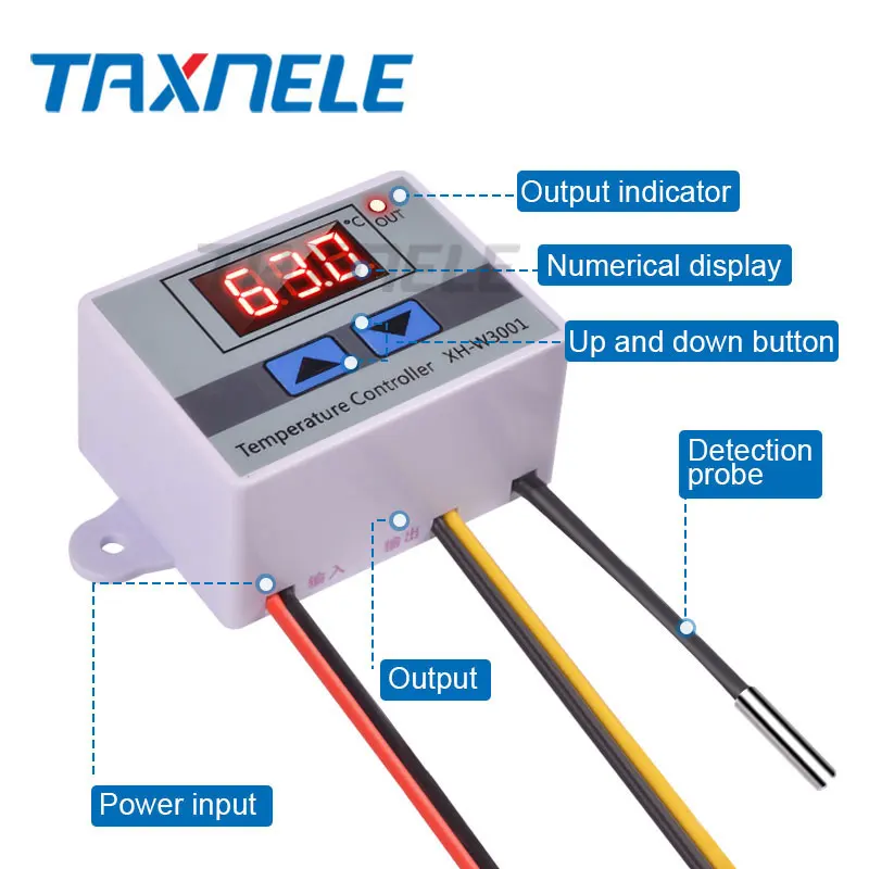 XH W3001 50 ~ 110C интеллектуальный цифровой регулятор температуры AC 220V 12V 24V 10A с ЖК