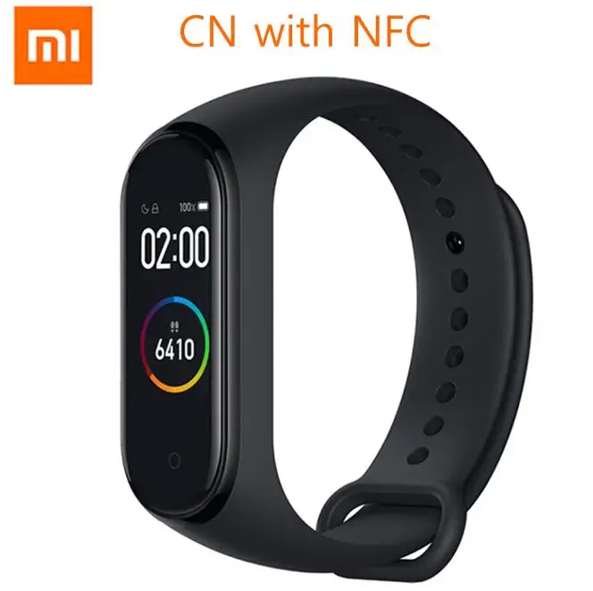 CN with NFC Xiaomi Mi группа 4 смарт-браслет 6-axis Сенсор сердечного ритма Bluetooth 5,0 Водонепроницаемый спортивные Смарт-часы умные NFC версия - Цвет: CN with NFC