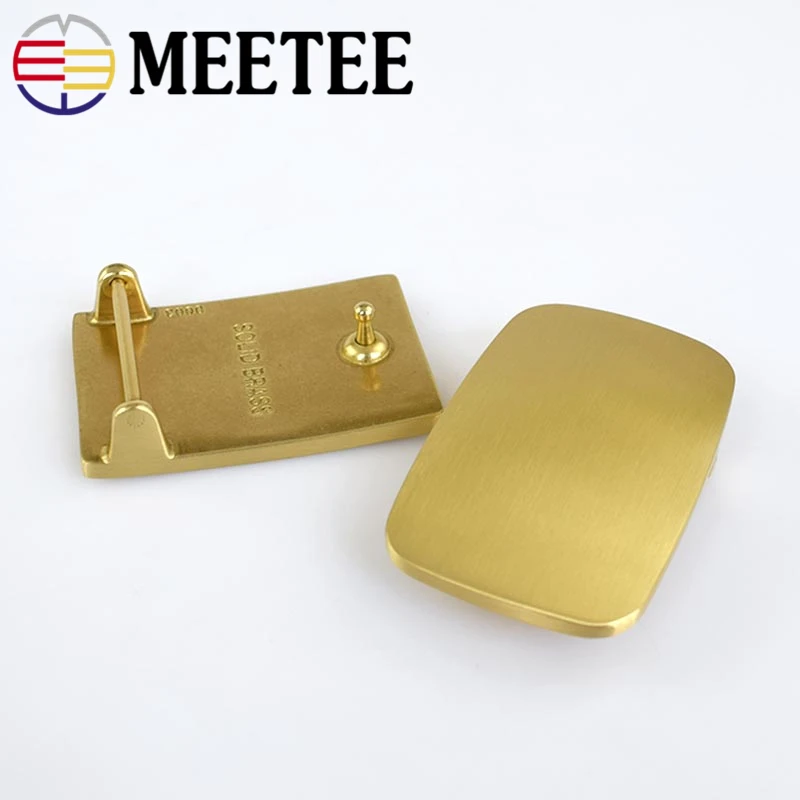 Meetee 40 мм Чистый медный пояс пряжки простые однотонные латунные Мужские штаны ремень голова Ковбой Пряжка Кожа ремесло одежда аксессуары