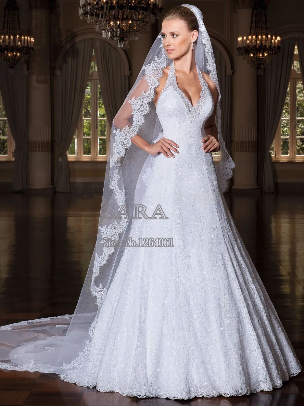 

Vestido de noiva sexy halter wedding dress with appliques lace off shoulder backless dresses White Wedding Gown Hot Sale