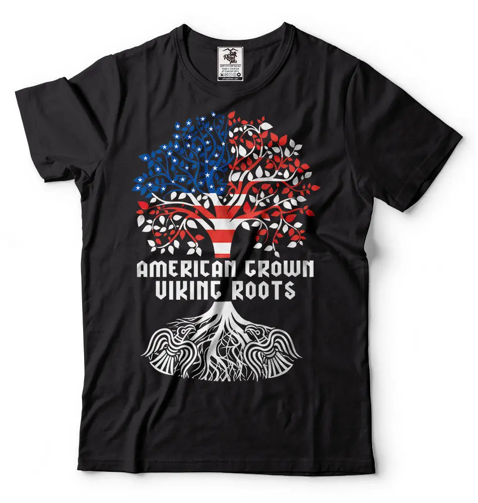 

American Viking T-Shirt Vikings Heritage Roots T-Shirt Usa America Tee Shirt Men'S Lastest 2019 Simple Style Design Men T-Shirt