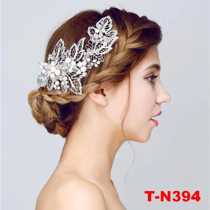 Элегантные свадебные аксессуары для волос серебра ручной работы со стразами и