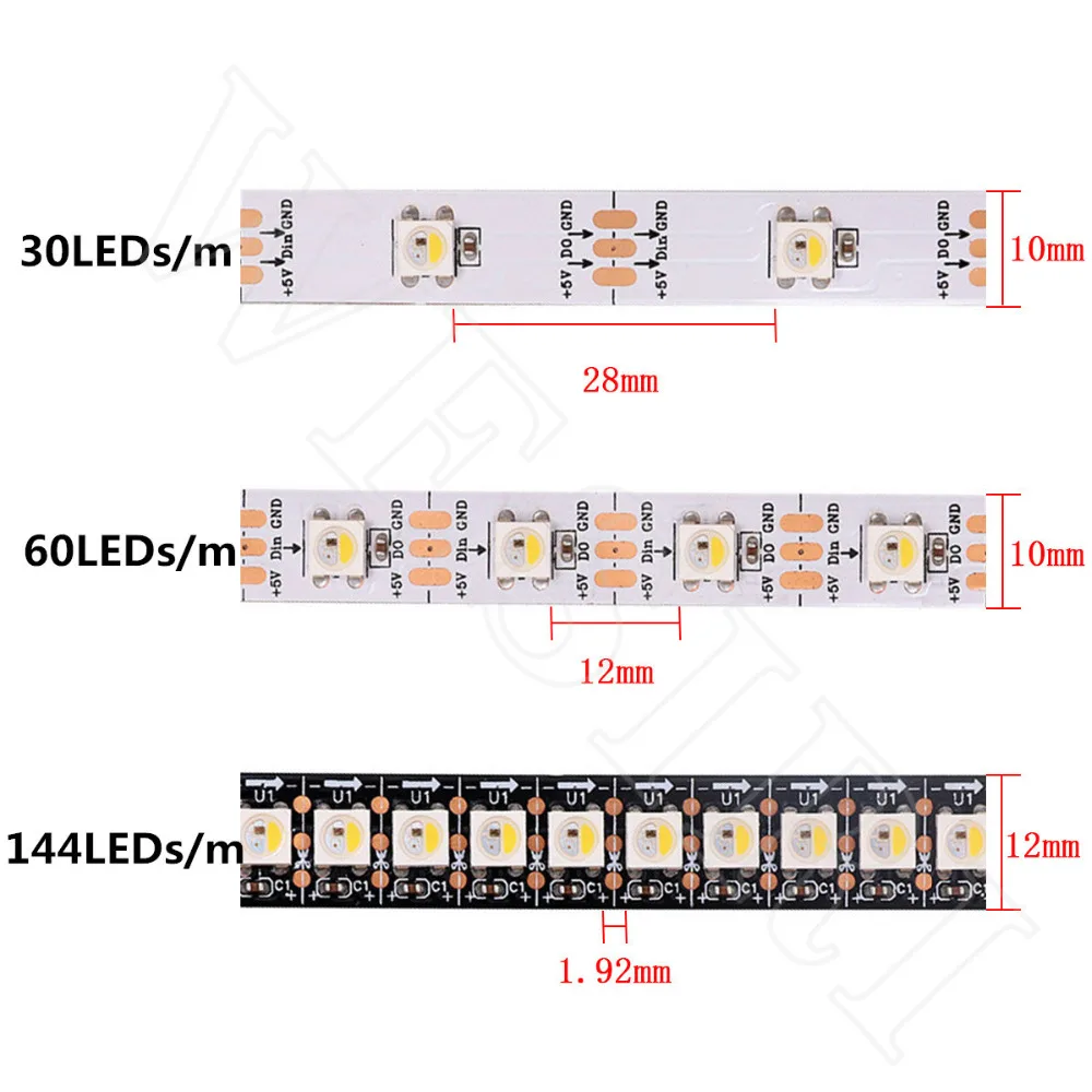 4 в 1 Светодиодная лента IP30 IP65 IP67 DC5V 30/60/144 светодиодов/пикселей/м|addressable led strip|led
