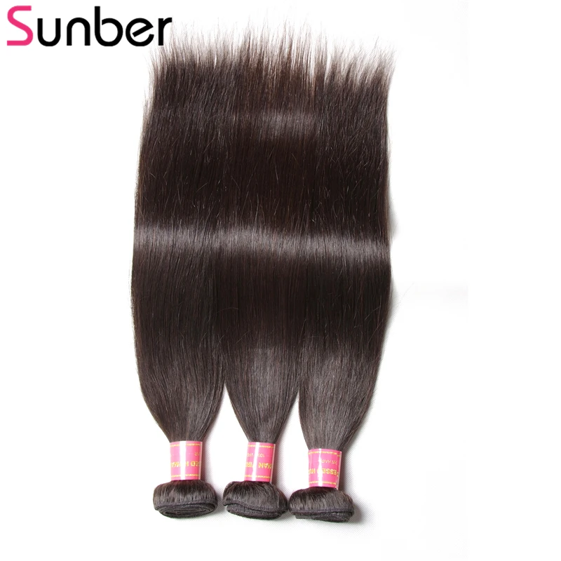 SUNBER волосы малазийские прямые 3 пучка натуральные шиньоны remy 100 г/шт. двойной уток