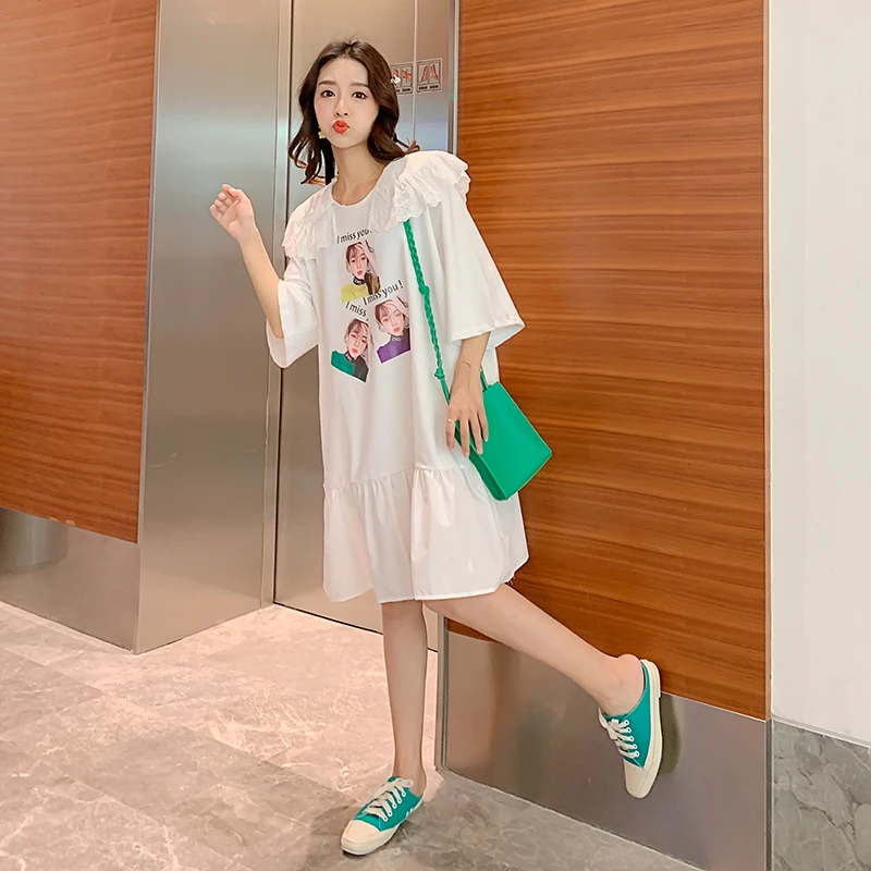 Новинка 2019 года Брендовое летнее платье для беременных милое с оборками и