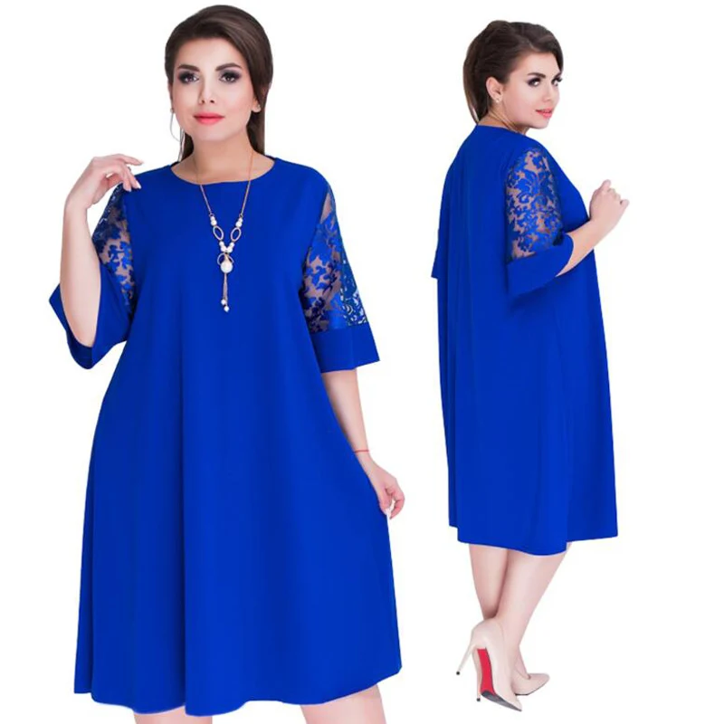 Летние платья больших размеров 5XL 6XL 2018 кружевное лоскутное свободвечерние