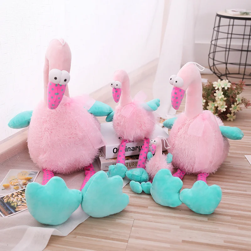 Розовая игрушка фламинго плюшевые длинные ноги игрушки животных большие глаза