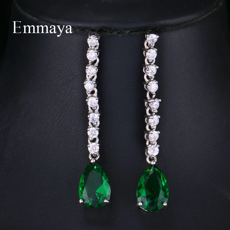 Женские серьги с фианитом Emmaya роскошные зеленого цвета украшения на день