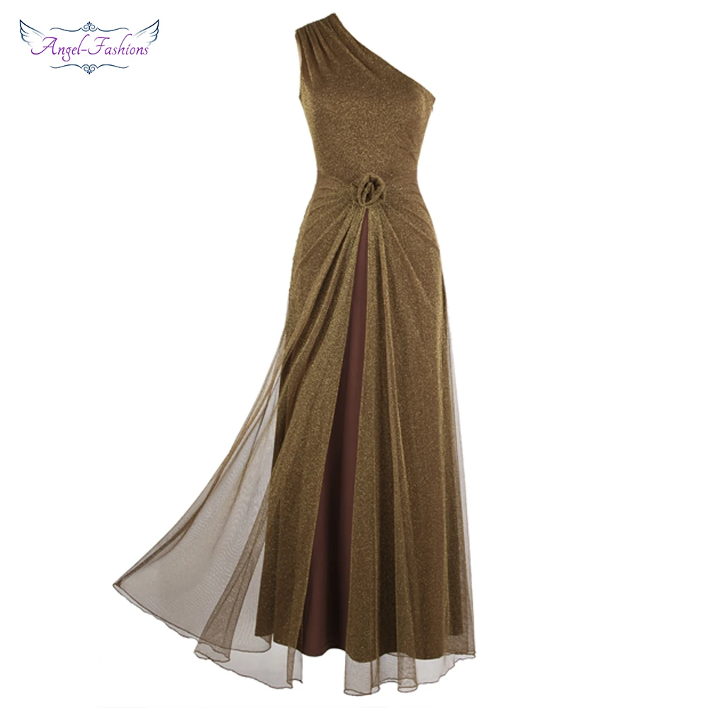 Женское вечернее платье Angel fashions плиссированное на одно плечо с разрезом и