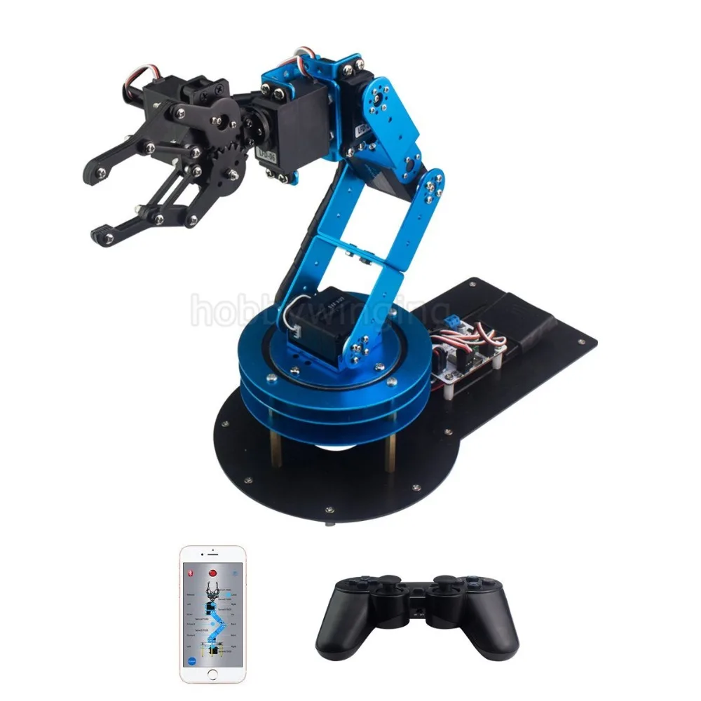 

6DOF Full Metal Manipulator Robotic Arm Claw with Servos Controller Wireless Handle Education Robot Provide English tutorials