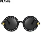 Солнцезащитные очки женские круглые UV400, модные брендовые дизайнерские винтажные солнечные очки с надписью пчела, с защитой от ультрафиолета