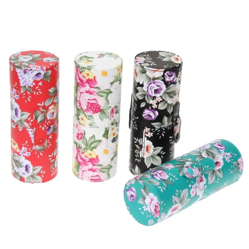FloralPrintedTravelPULeatherCosmeticBrushPenHolderMakeupEmptyHolderMakeupArtistBagBrushesOrganizerMakeUp|Наборы инструментов для