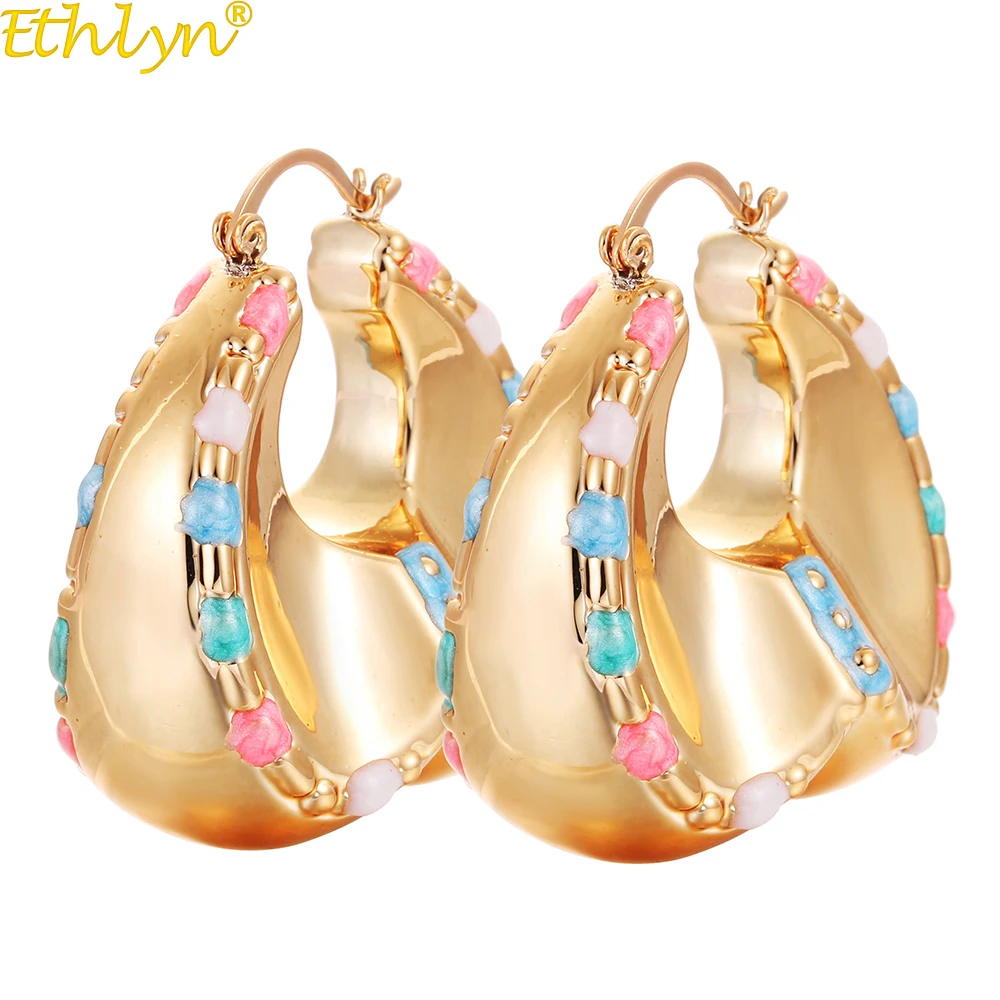 Ethlyn Новый Нигерии большое сердце Форма обруч света серьги для Для женщин