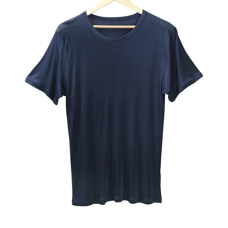 Для мужчин чистый шелк тутового вязать футболки с круглым вырезом мужские майки |