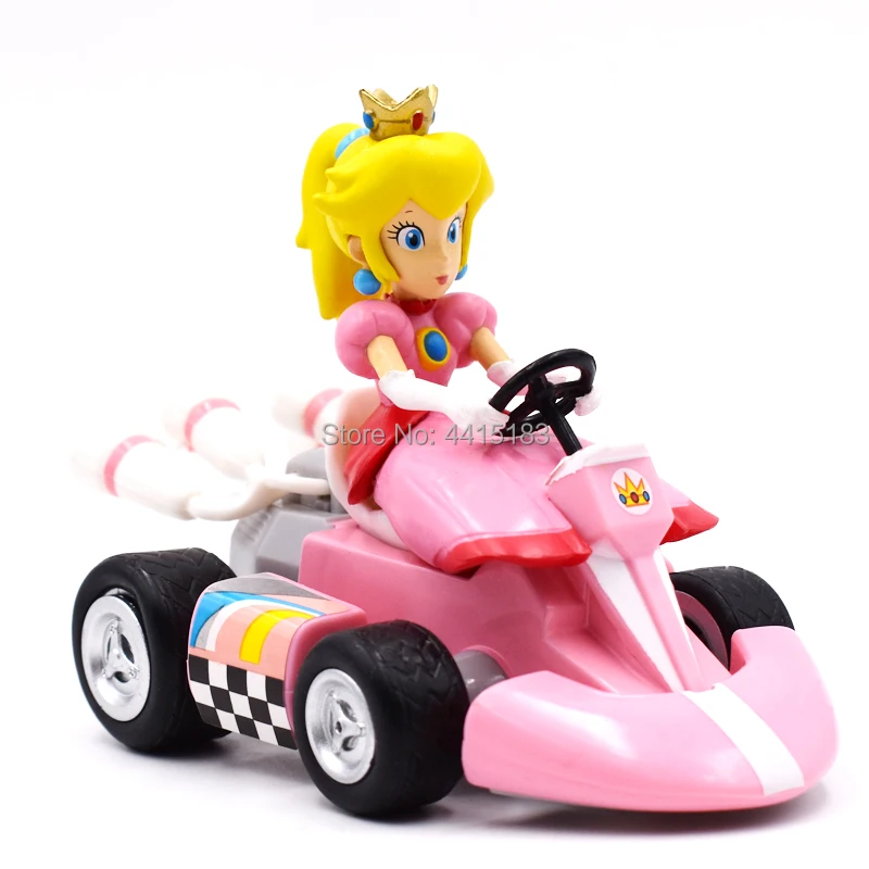 13 см аниме Super Mario Bros Kart вытяжной автомобиль Персик ПВХ фигурка кукла Коллекционная модель игрушки Рождественский подарок для детей