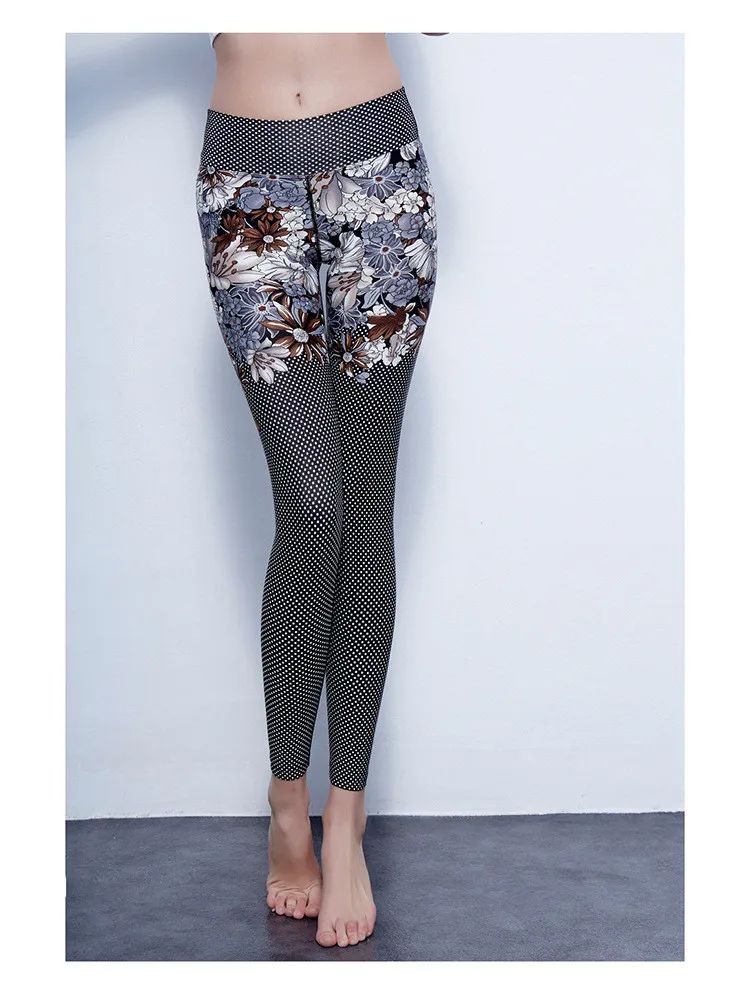 

Women Digital Print Florals Fitness Quick Dry Exercise Leggings High Waist Full Length Energy Pants Trousers Ropa Mujer