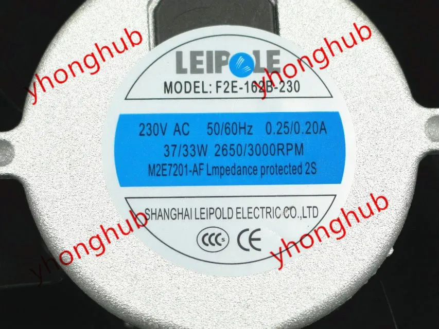 Охлаждающий вентилятор для сервера LEIPOLE F2E-162B-230 AC 230 в 37/33 Вт 0 25/172 A 172x55 мм |
