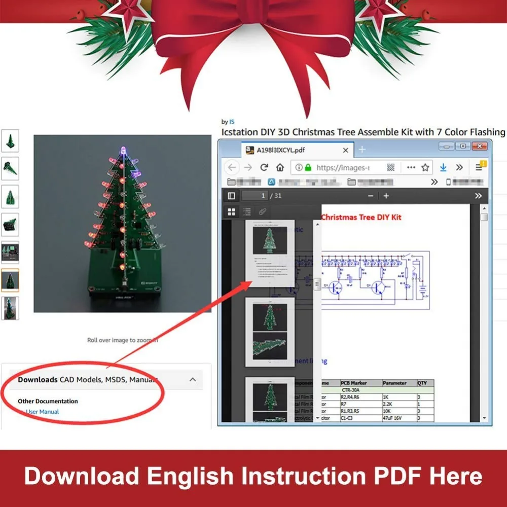 DIY 3D Xmas Tree электронный набор для пайки 7 цветов мигающий LED научный школьный проект