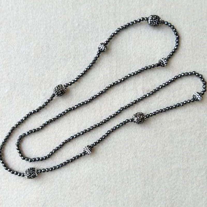 5 нитей Глина Проложить Кристалл горный хрусталь ожерелье с черным гематитом