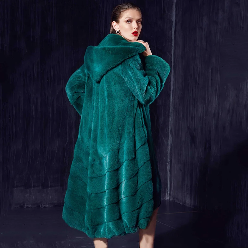 Пуховик LVCHI женский зимний из натурального меха норки благородное пальто в