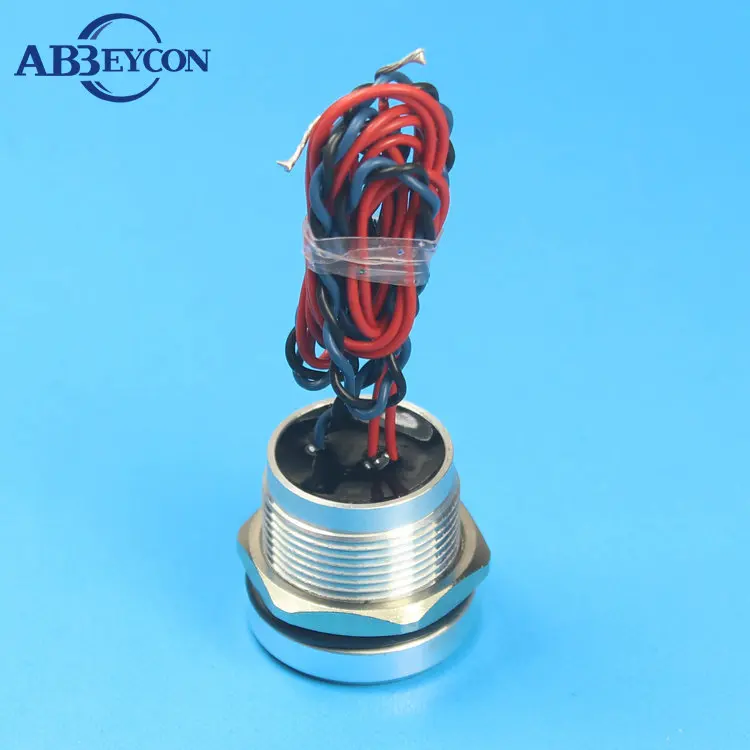 Abbeycon фаски 0.2A 12/24VAC/DC RG кольцо со светодиодной подсветкой с фиксацией IP68 22 мм нормально открытый Водонепроницаемый проводной Серебряный сенсорный пьезо переключатель
