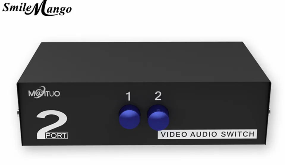 SmileMango Переключатель RCA AV 2 входа 1 выход Селекторный переключатель для аудио и