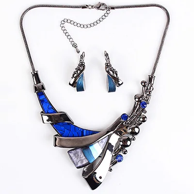 Royal Blue MS20276 модный брендовый ювелирный набор с фиолетовым ожерельем и бронзовым покрытием 7 цветов, свадебные ювелирные изделия высокого качества, вечерние подарки - Окраска металла: Royal Blue
