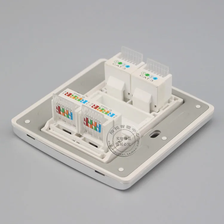4 порта RJ11 Cat3 и RJ45 Cat5e сеть Ethernet LAN цвет Шампань розетка панель Лицевая