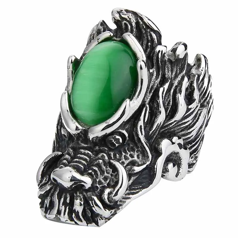 Мужское Винтажное кольцо с головой дракона из нержавеющей стали|cats eye ring|ring forbiker