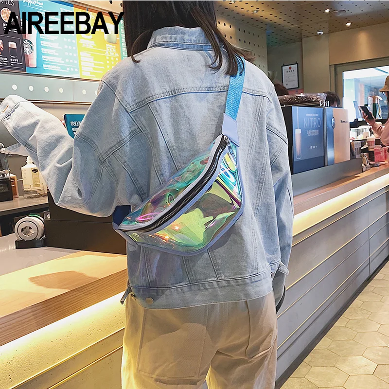 AIREEBAY голографическая забавная сумка модная поясная на бедро для девочек новый