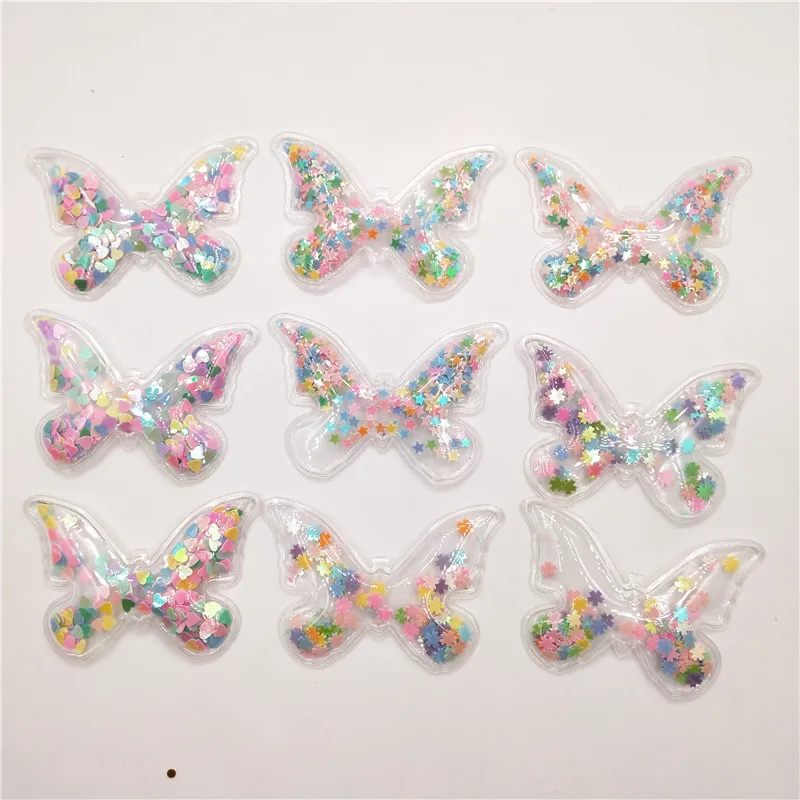 butterfly 12 шт./лот 7x5 см Смешанные цвета прозрачная бабочка с блестками течет аппликации DIY аксессуары ремесло ручной работы украшения - Цвет: butterfly