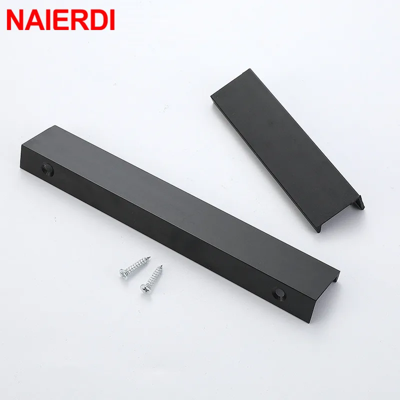 naierdi gold black hidden cabinet pulls aluminum alloy kitchen cupboard handles drawer knobs furniture handle bedroom hardware free global shipping