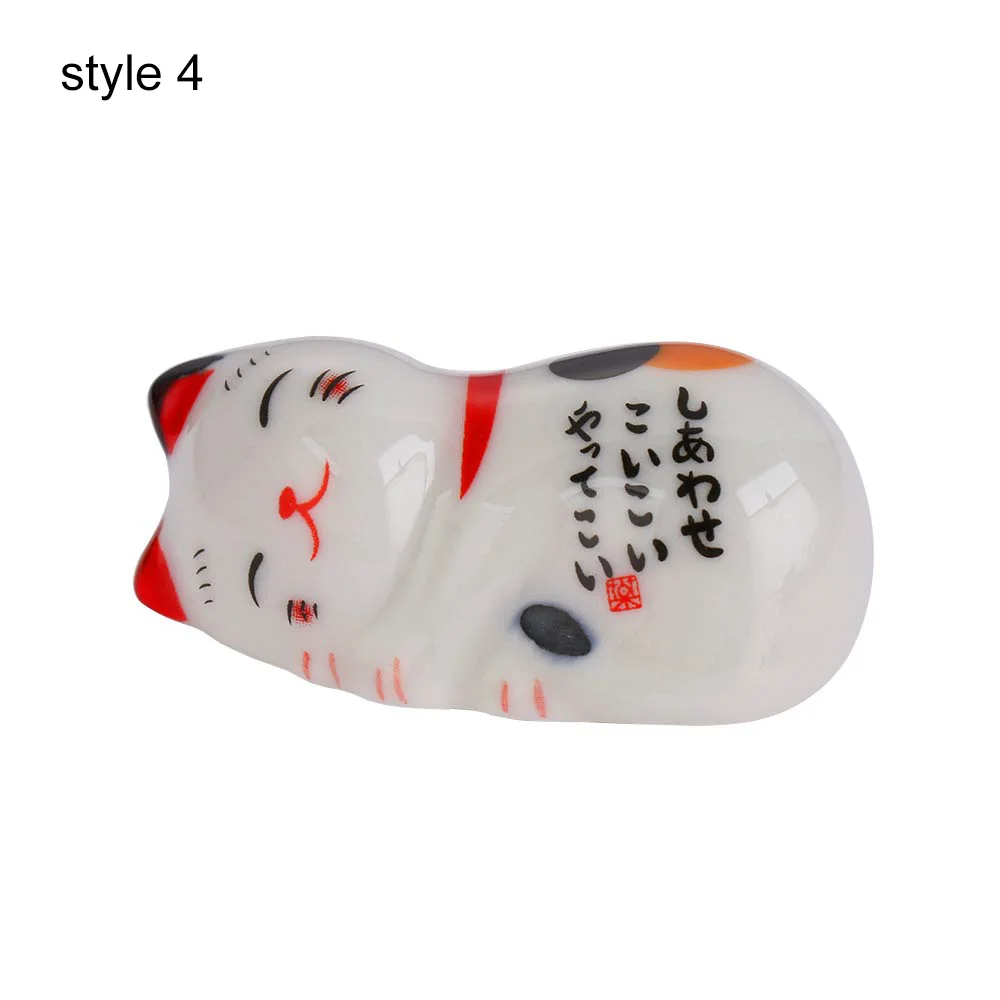 1 шт., креативные японские палочки для еды Lucky Cat, держатель, Керамическая Подставка для столовых приборов, ложка, вилка, нож для отдыха дома, отеля, наборы посуды - Цвет: 04