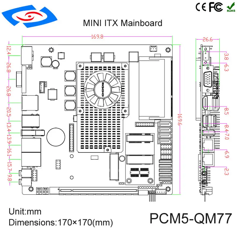 Промышленная материнская плата Intel Core i3 i5 i7 CPU Mini ITX 2 * LAN Поддержка Win 7 Windows 10 |