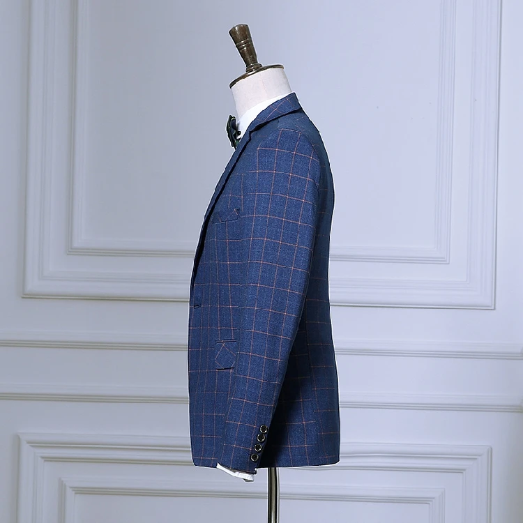 Пиджак + брюки жилет высокое качество клетчатые свадебные костюмы для мужчин