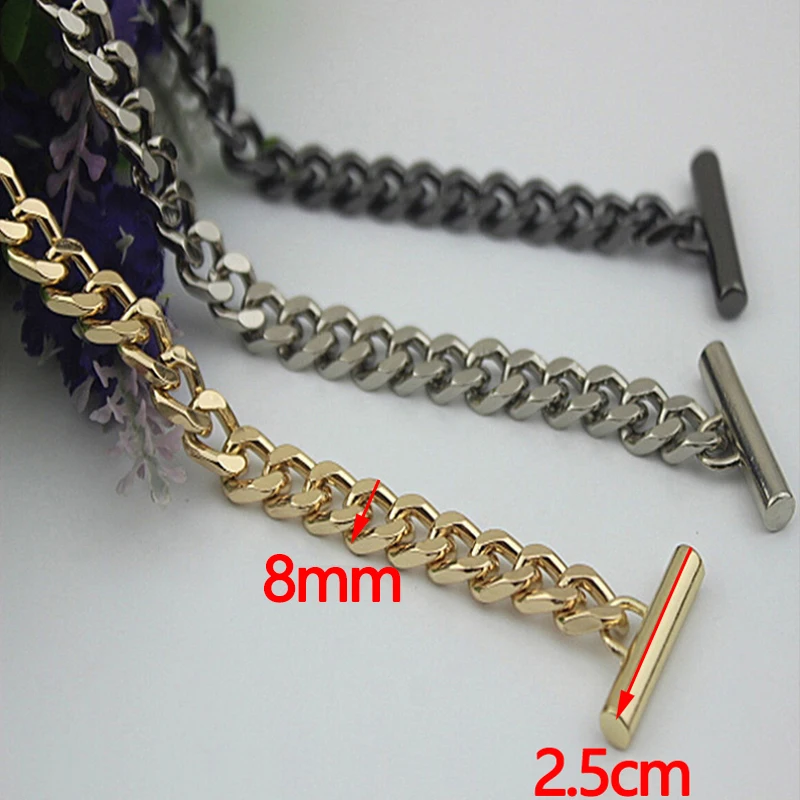 

120cm (DIY 40cm-160cm) 8mm Gold, Silver, Gun Black Metal Replacement Chains Shoulder Bag Straps, Purse Handles with OT Clasps