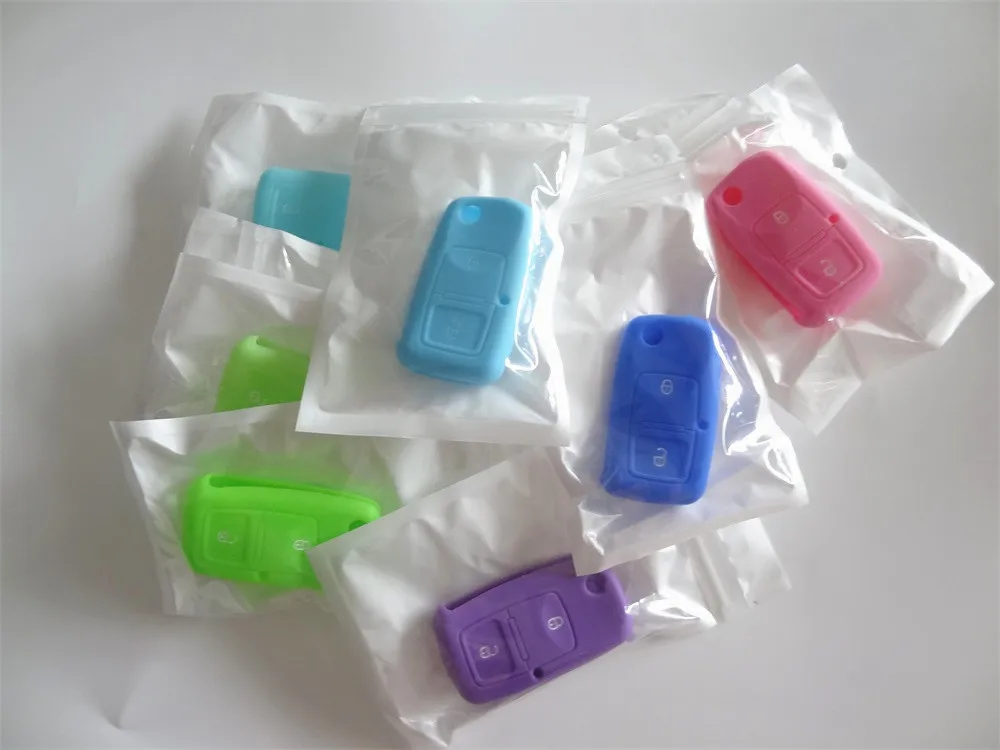 AUTEWODE Silicone Car key Cover for Passat Polo Golf SEAT SKODA Octavia 2 button Auto parts silicone case vw 1pc | Автомобили и
