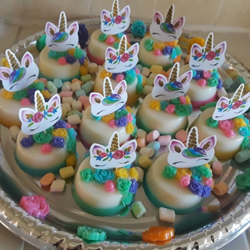 24 шт Единорог торт Топпер День Рождения украшения Дети Кекс вечерние наборы