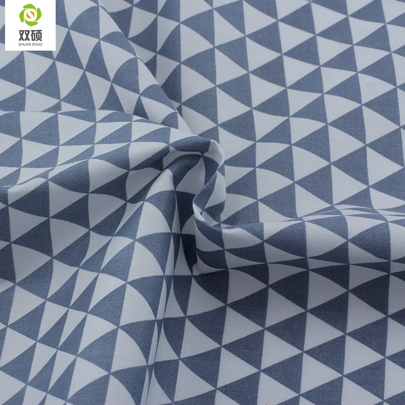 Темно серая Геометрическая серия набивная саржевая хлопковая ткань Лоскутная
