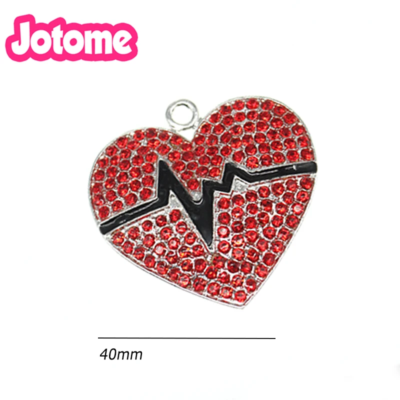 

Wholesale 20pcs Enamel Rhinestone medical heart shape nurse heartbeat Jewelry pendant charm for necklace/gift/party