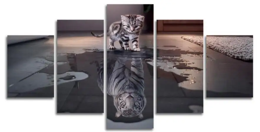 

Full 3D Diy diamond painting 5pcs/set Round rhinestone cross stitch Mosaic Diamond embroidery Cat Tiger crafts Resin Needlework