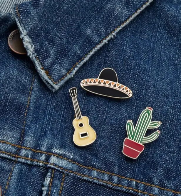 Модная металлическая брошь Timlee X111 в виде мультяшного кактуса мексиканском стиле