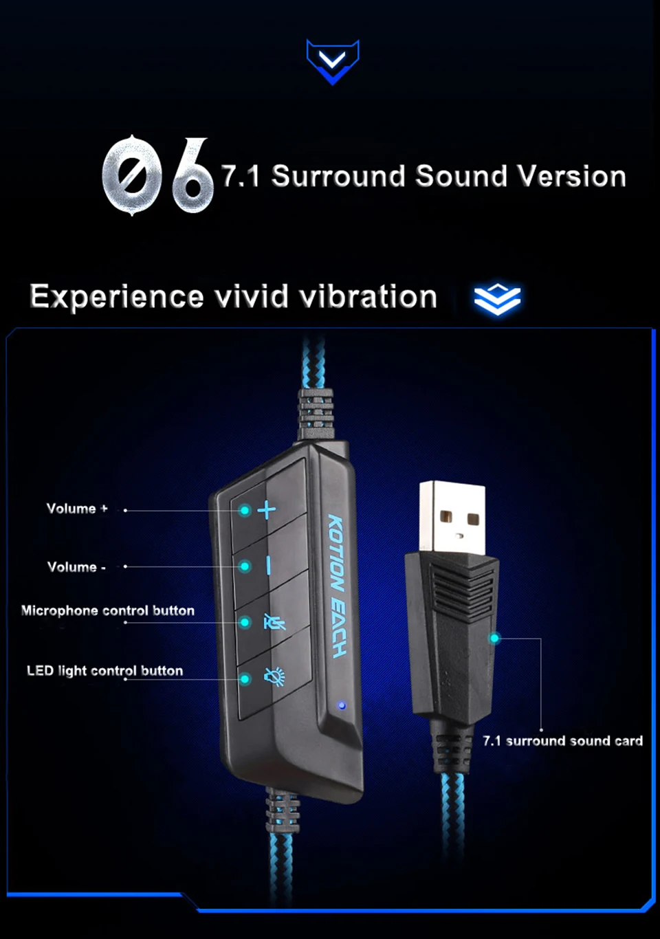KOTION EACH G9000 Игровые наушники Компьютерная гарнитура наушники с микрофоном 3,5 мм или USB 7,1 версия объемного звука светодиодный светильник