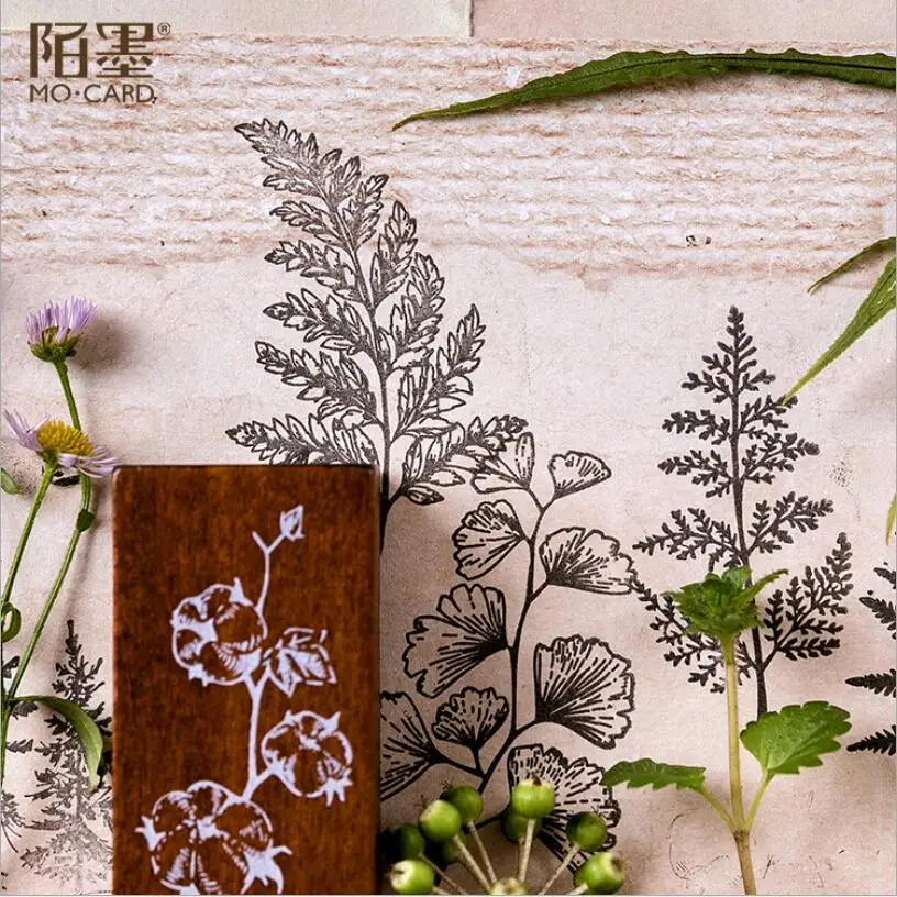 Винтажные травы в лесу украшение виде Луны отметка для скрапбукинга