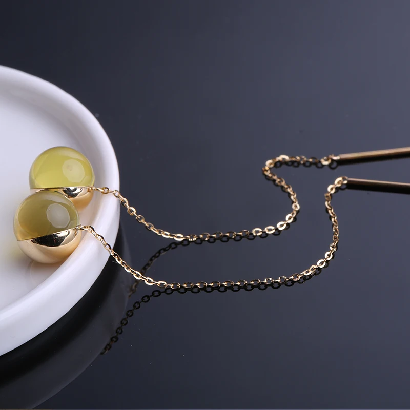 Robira Простой полосы бар длинная цепочка падение/Висячие серьги 18 К розовое золото